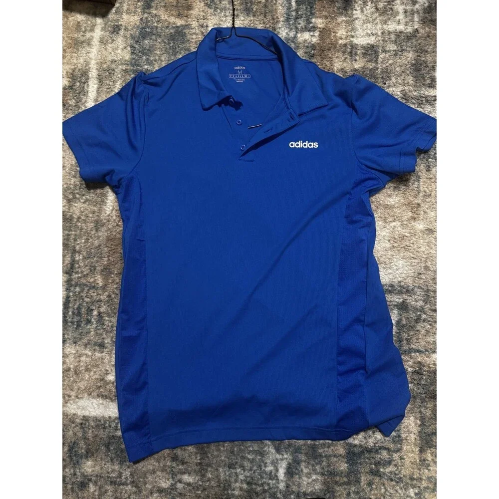 Adidas Climalite Performance Polo Shirt Blue Mens Medium Golf Athletic